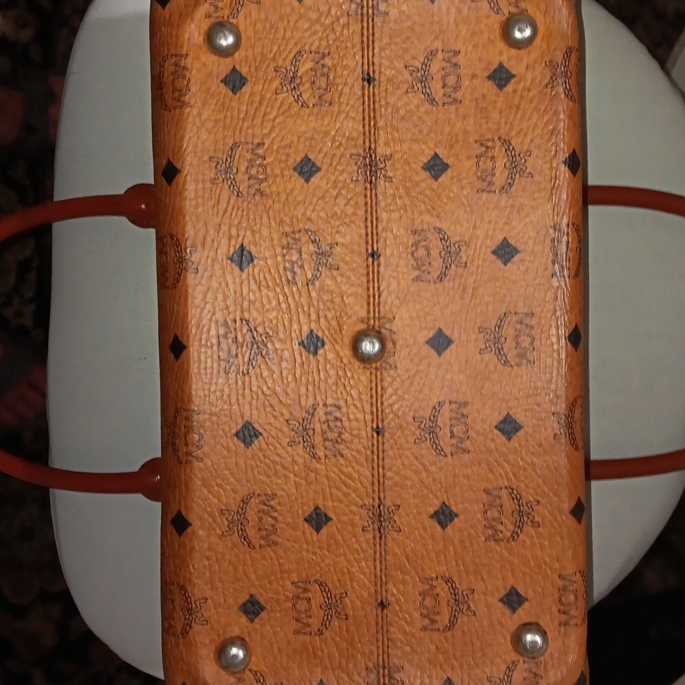 MCM Cognac Visetos Leather Monogram In And Out Satchel EUC - Picture 7 of 14